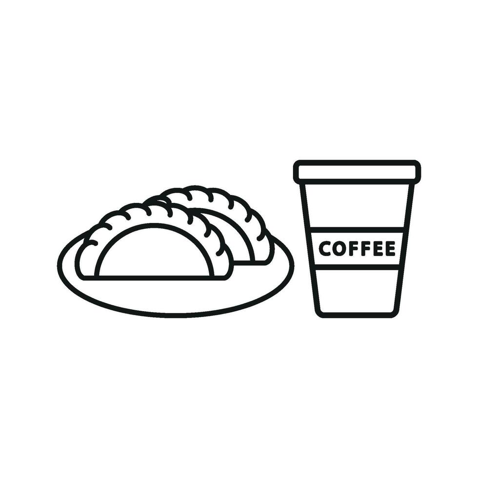 Drink and empanada set icon featuring a simple, modern design, perfect for apps, websites, or promotional materials vector