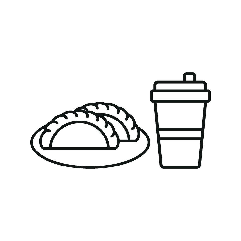Drink and empanada set icon with a striking design, perfect for menus, ads, or digital campaigns. vector
