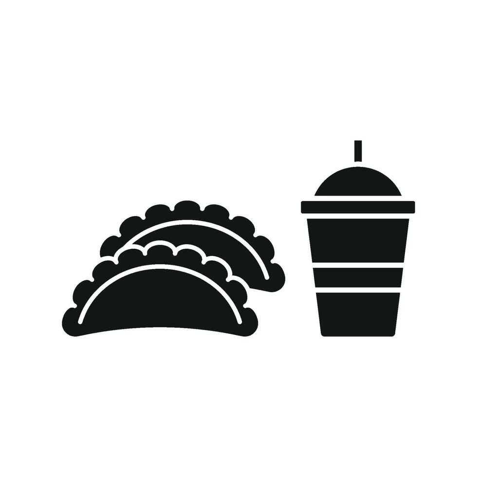 Drink and empanada set icon bursting with vibrant colors, ideal for marketing fresh and delicious meals vector