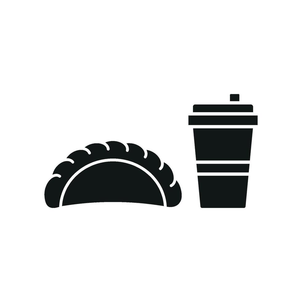 Drink and empanada set icon evoking the warmth of homemade meals, great for branding family-friendly restaurants vector