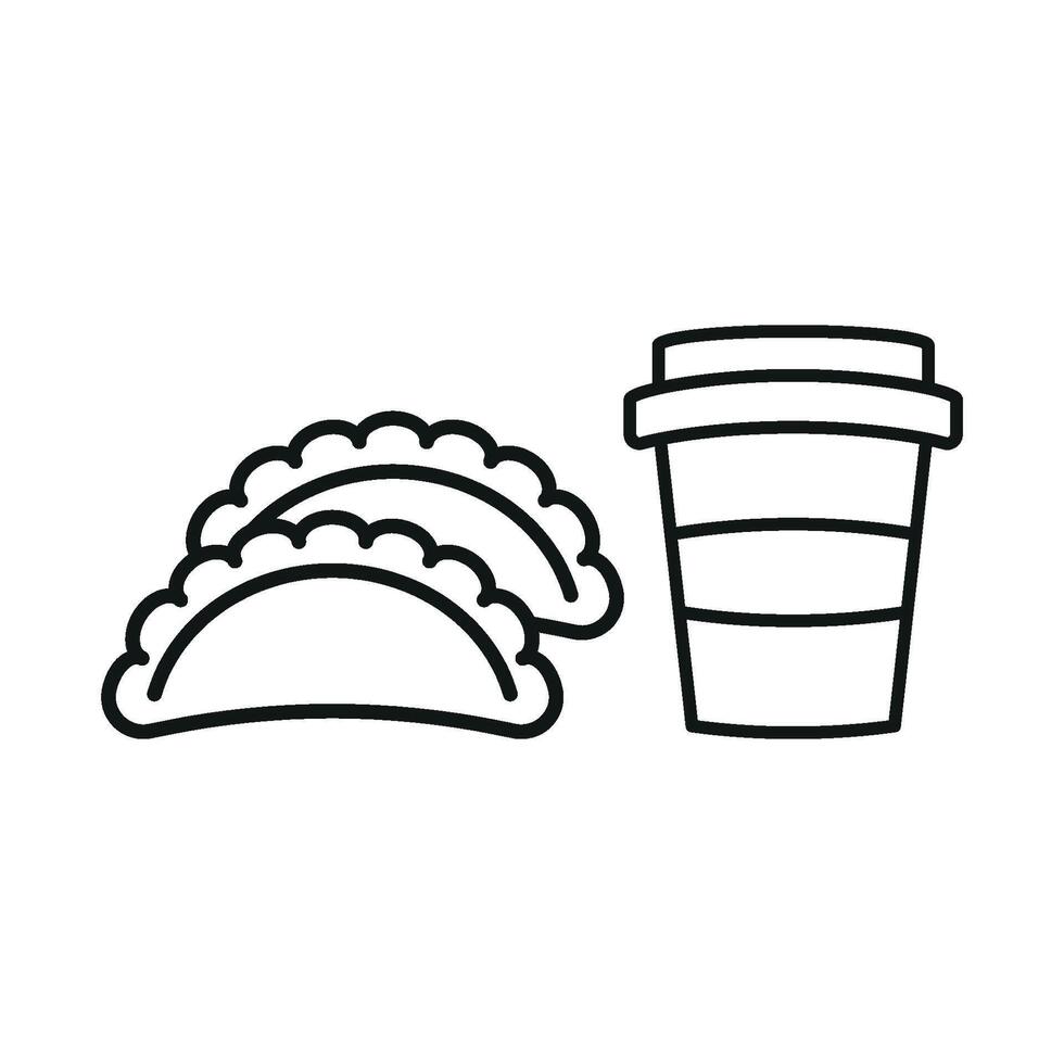 Drink and empanada set icon featuring creative touches, perfect for boutique eateries or custom branding vector