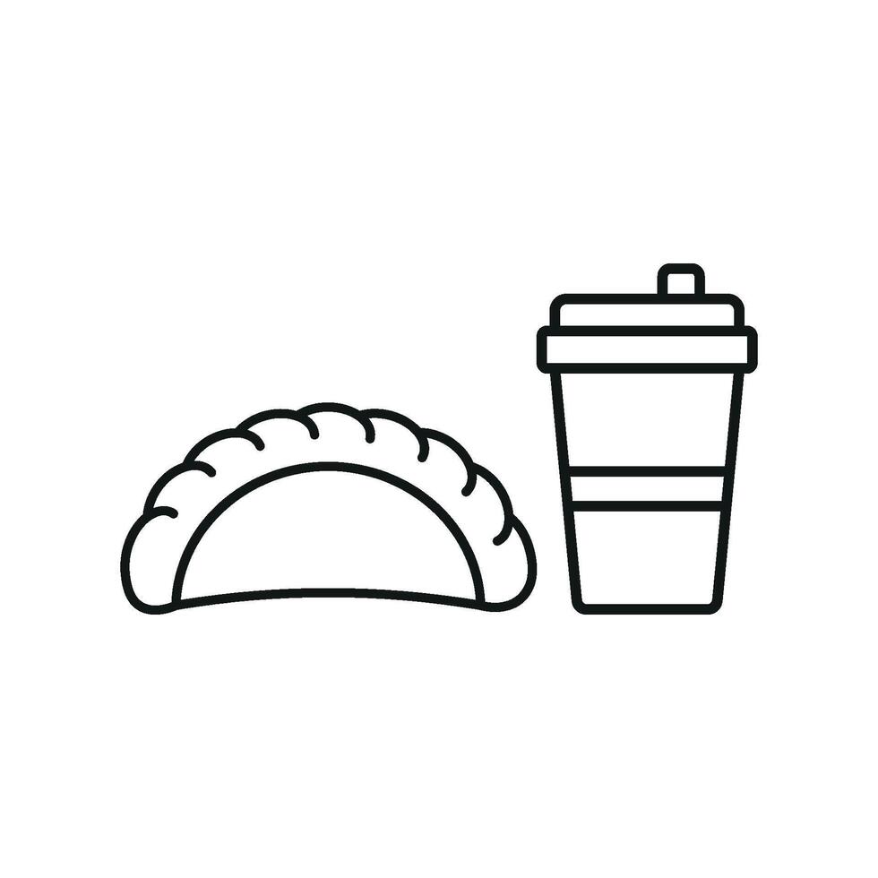 Drink and empanada set icon bursting with energy, perfect for special event menus or celebratory promotions. vector