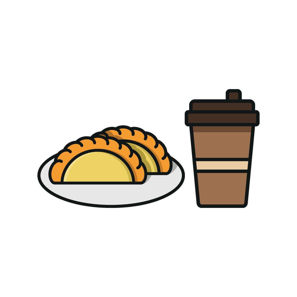 Drink and empanada set icon with refined details, great for upscale restaurants or gourmet bakeries vector