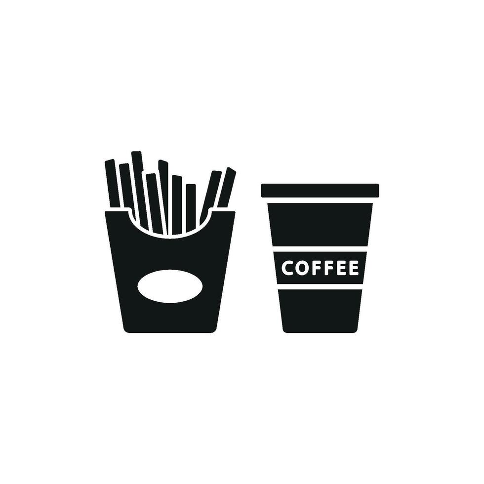 Drink and fried fries set icon capturing the timeless pairing of crispy fries and refreshing drinks, perfect for fast-food branding vector