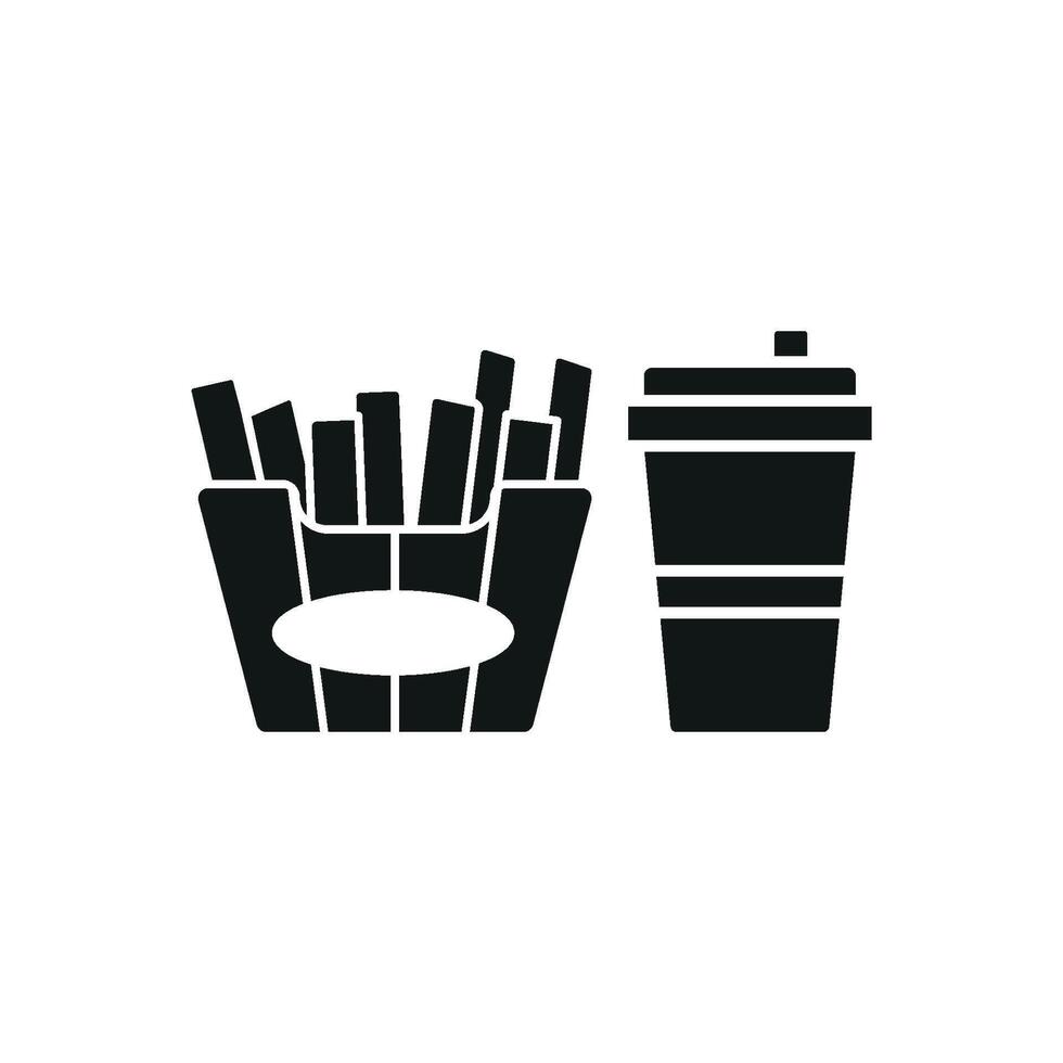 Drink and fried fries set icon with a warm, inviting design, perfect for casual diners or family restaurants vector