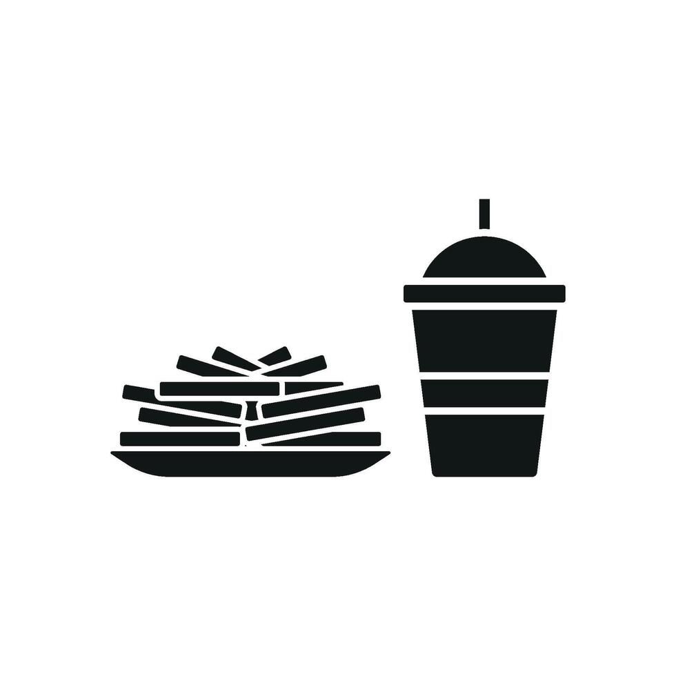 Drink and fried fries set icon showcasing crispy fries and refreshing drinks, perfect for promoting snack combos vector