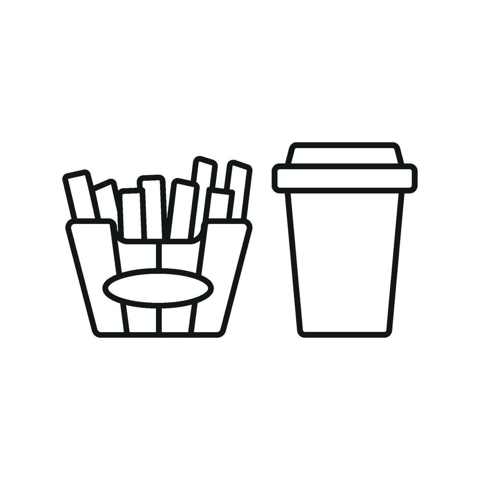 Drink and fried fries set icon highlighting the irresistible appeal of crispy fries and cool drinks vector