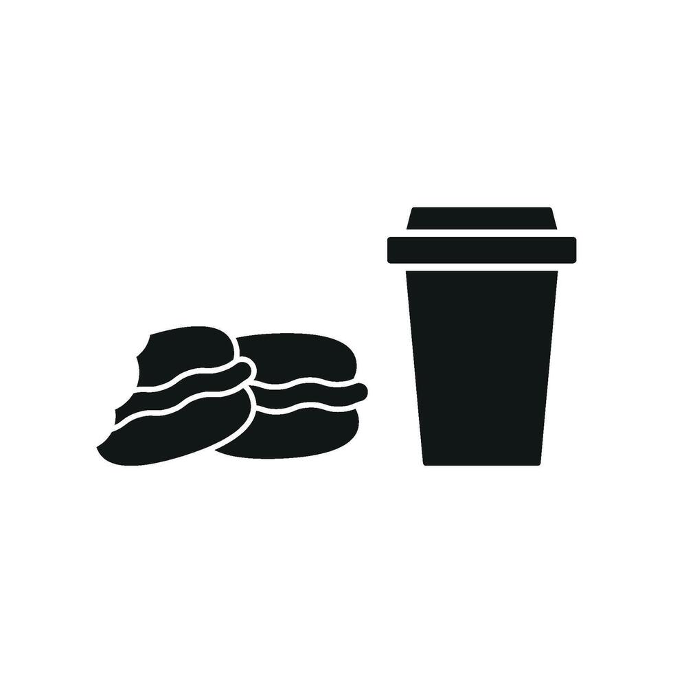 Drink and macaron set icon showcasing a delightful pairing, perfect for cafes or dessert branding vector