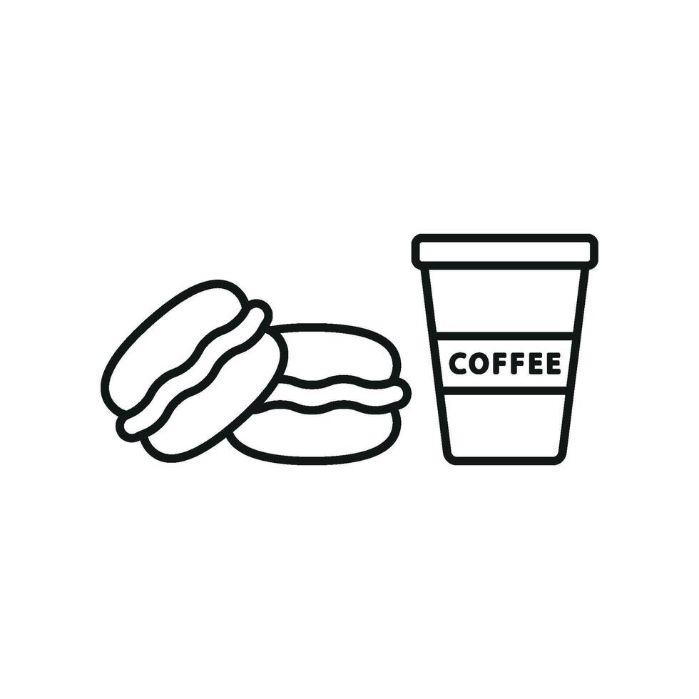 Drink and macaron set icon with a modern, fashionable touch, ideal for upscale patisseries or trendy cafes vector