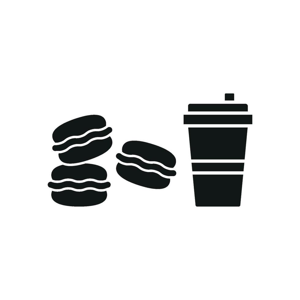 Drink and macaron set icon with a welcoming vibe, perfect for casual dessert spots or snack bar vector