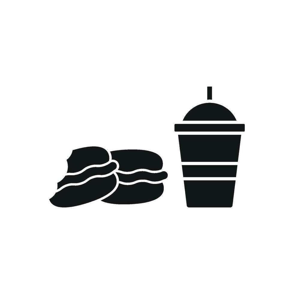 Drink and macaron set icon evoking the charm of handmade treats, ideal for local patisseries or quaint cafes vector