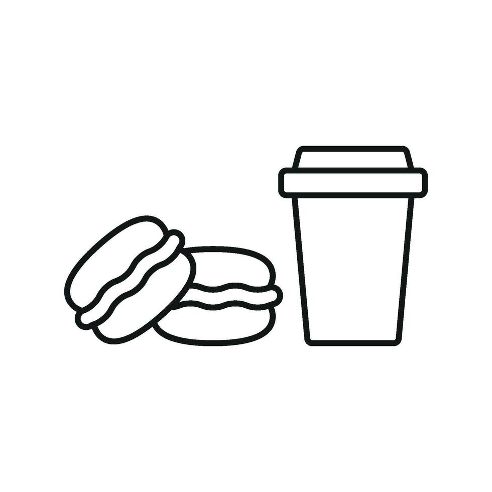 Drink and macaron set icon highlighting the irresistible charm of desserts, perfect for pastry promotions vector