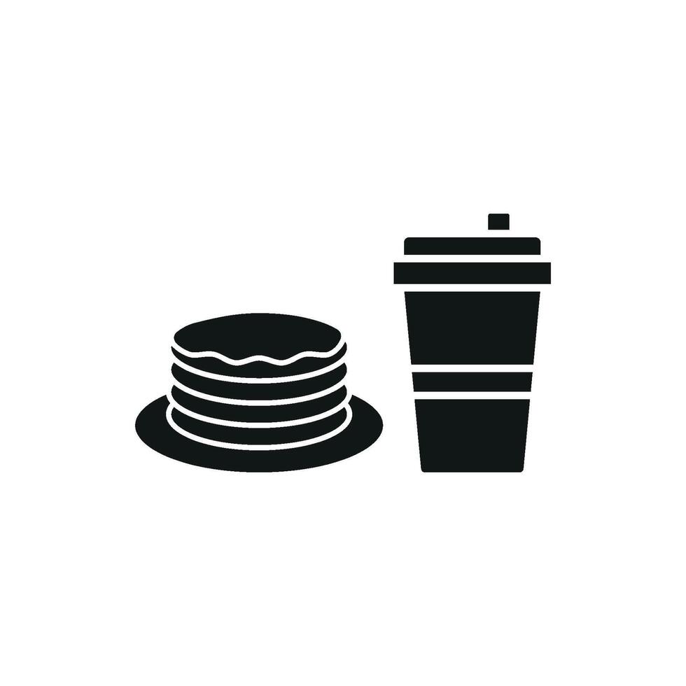 Drink and pancake set icon designed with playful details, ideal for branding family-friendly breakfast spots vector