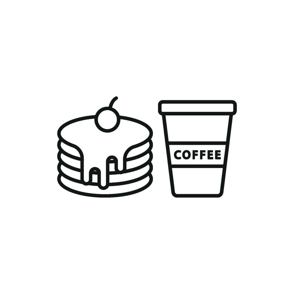 Drink and pancake set icon featuring a sleek, modern design, great for apps, menus, or promotional materials vector