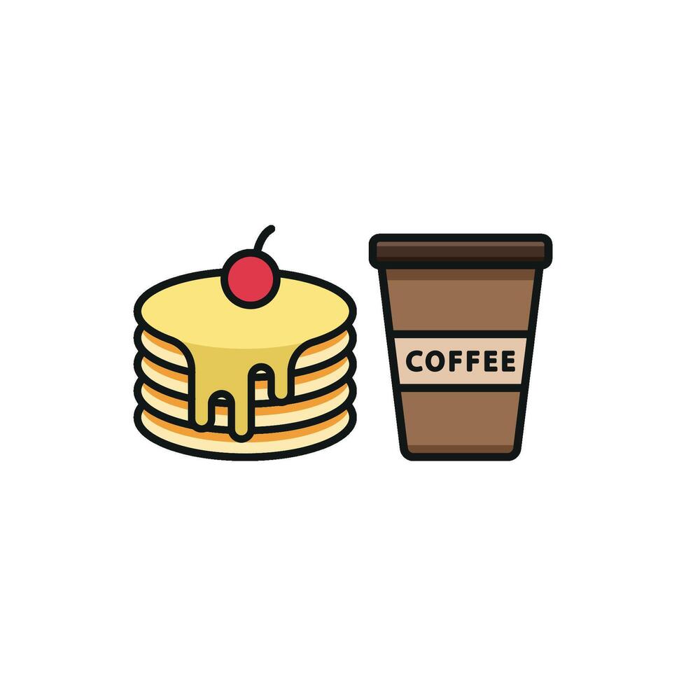 Drink and pancake set icon capturing the warmth of a comforting breakfast combo, perfect for cafes or diners vector