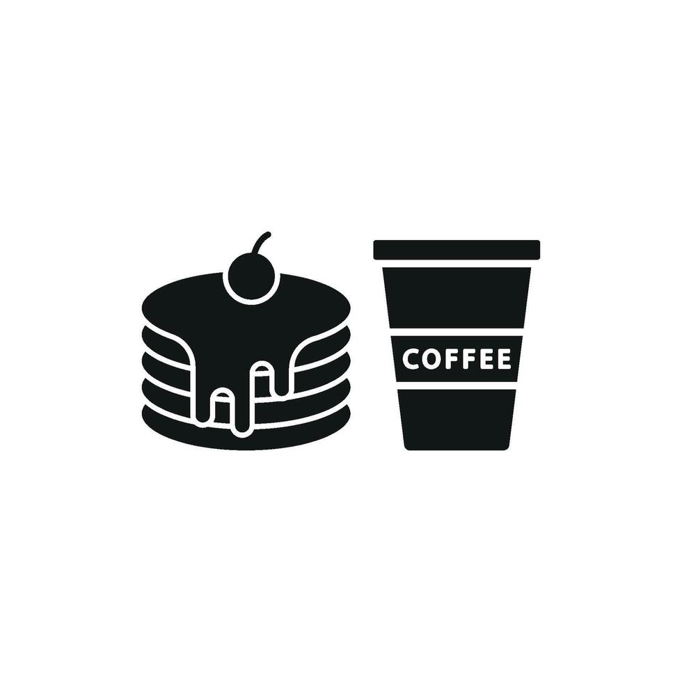 Drink and pancake set icon with a welcoming design, ideal for branding casual breakfast spots. vector