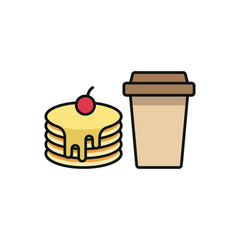 Drink and pancake set icon radiating fun and celebration, ideal for holiday promotions or special events vector