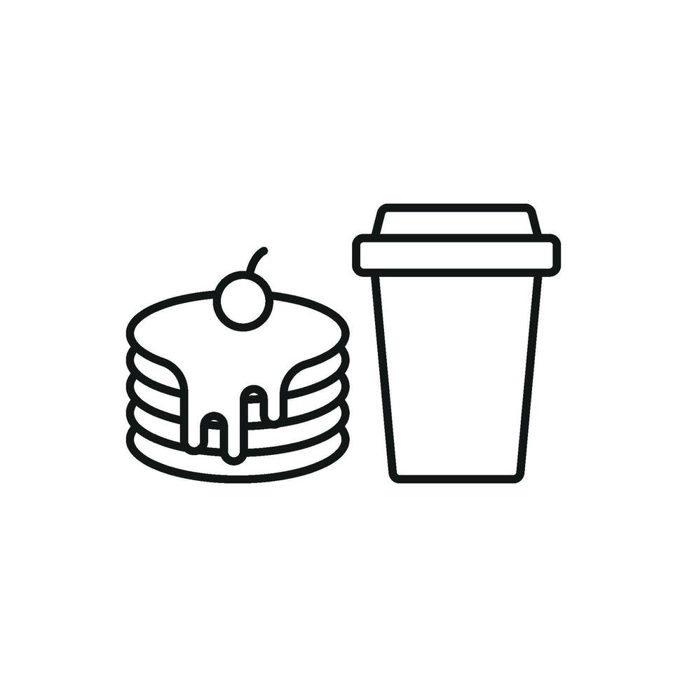 Drink and pancake set icon showcasing golden pancakes and refreshing drinks, great for promoting hearty breakfasts vector