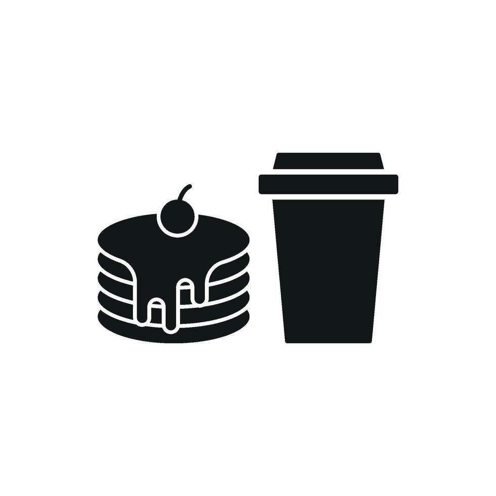 Drink and pancake set icon featuring charming, delightful elements, ideal for branding children's menu vector
