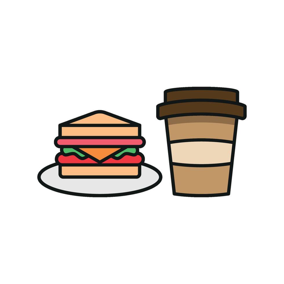 Drink and sandwich set icon showcasing a delicious combination of crisp sandwiches and refreshing drinks, perfect for cafes or delis vector