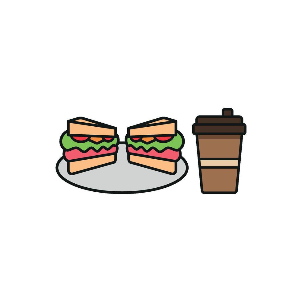 Drink and sandwich set icon with a sleek, contemporary design, ideal for quick-service restaurants or food delivery apps vector
