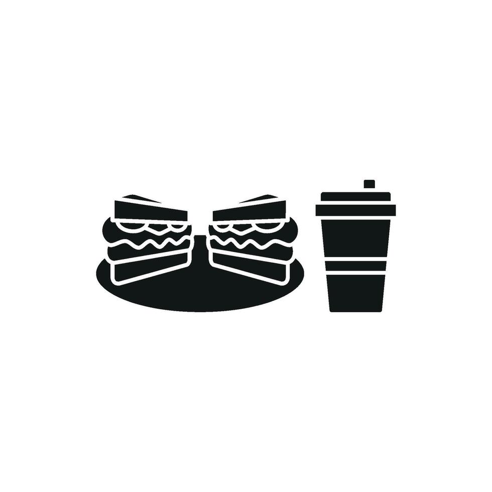 Drink and sandwich set icon showcasing creative, artistic elements, ideal for boutique food brands or custom designs vector