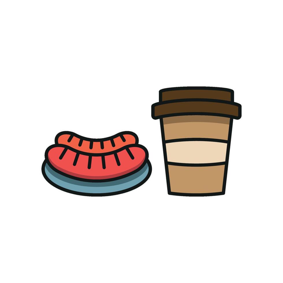 Drink and sausage set icon featuring energetic details, ideal for social media campaigns or quick-service promotions vector