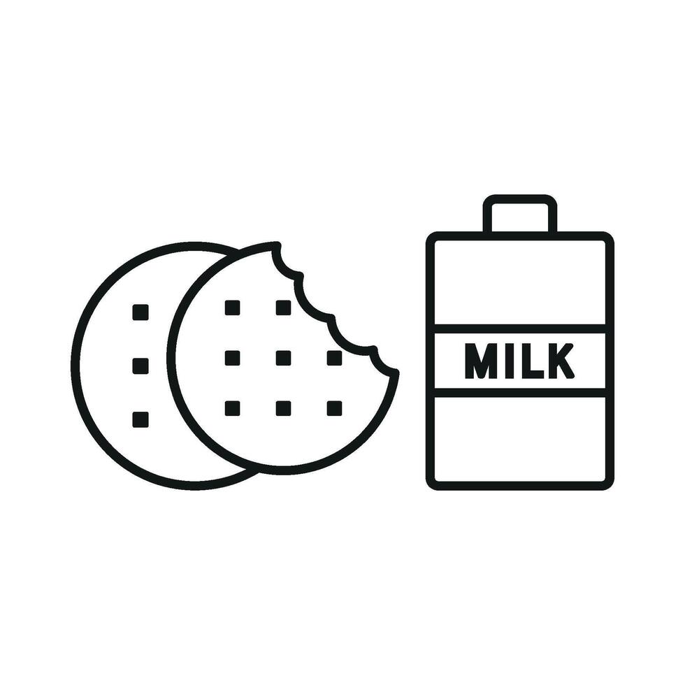 Milk and biscuit set icon evoking warmth and nostalgia, great for bakeries or artisanal food brands. vector