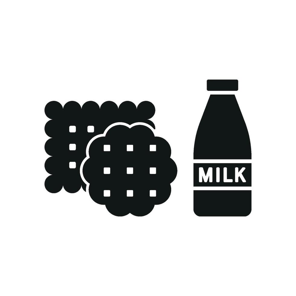 Milk and biscuit set icon with cheerful colors and whimsical details, perfect for family-friendly dining vector