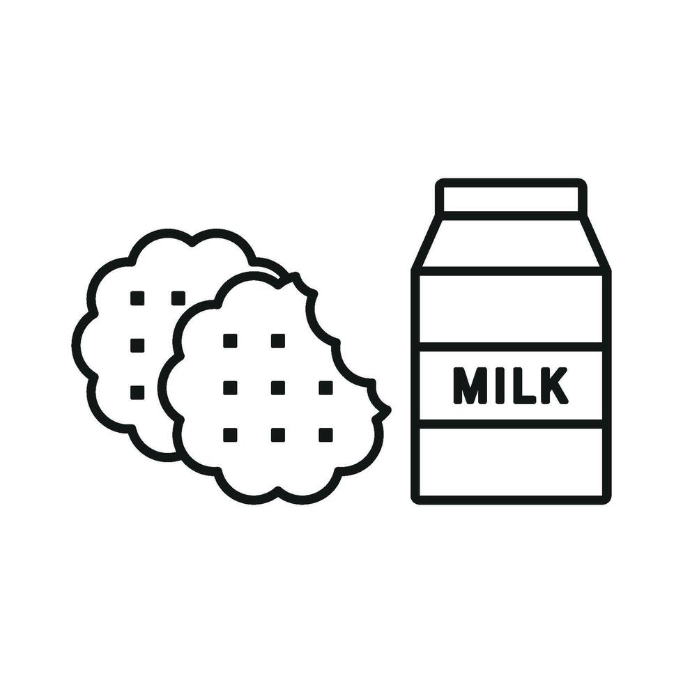 Milk and biscuit set icon featuring a clean, modern design, ideal for trendy food apps or digital platforms vector
