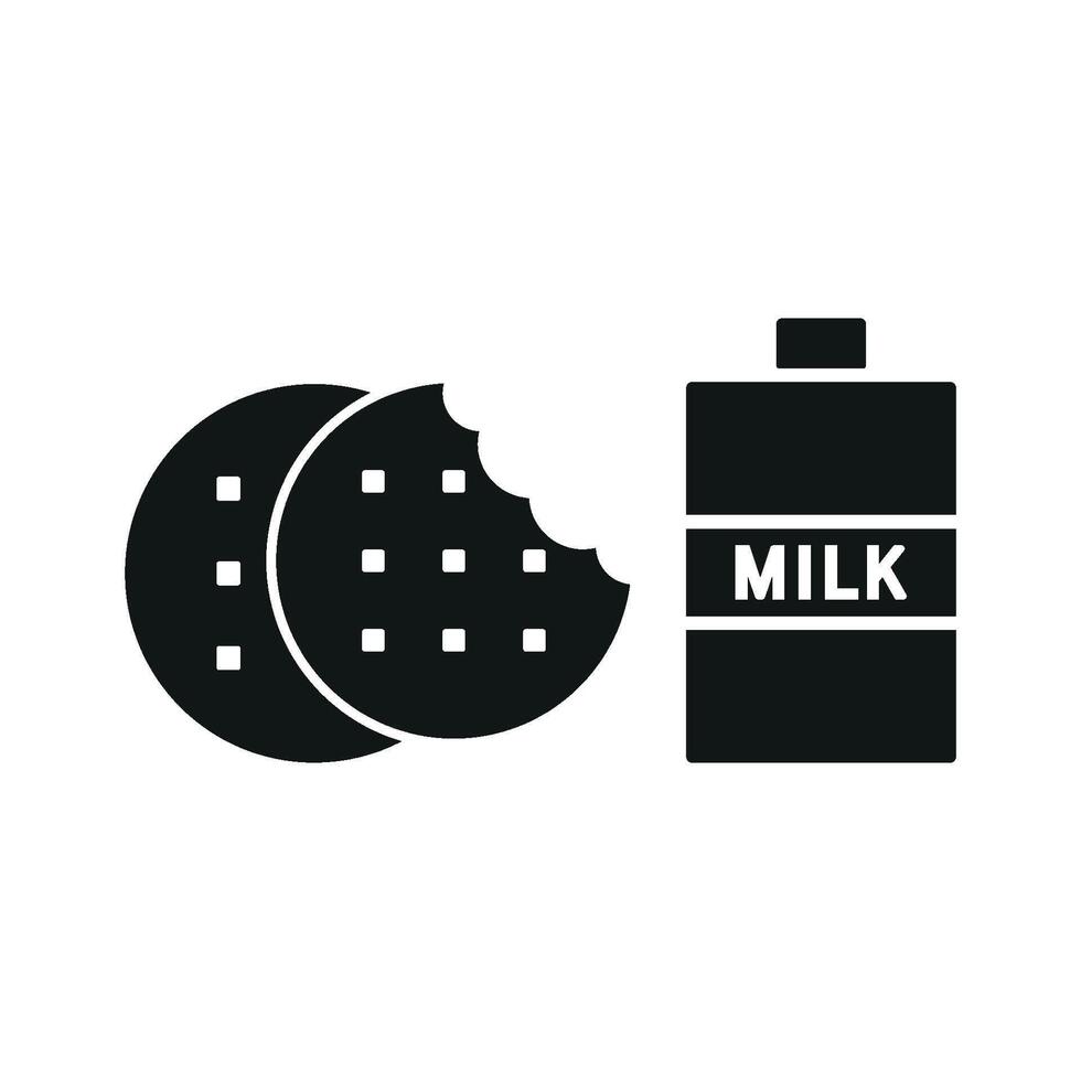 Milk and biscuit set icon showcasing a timeless snack pairing, perfect for cozy cafes or dessert menus vector