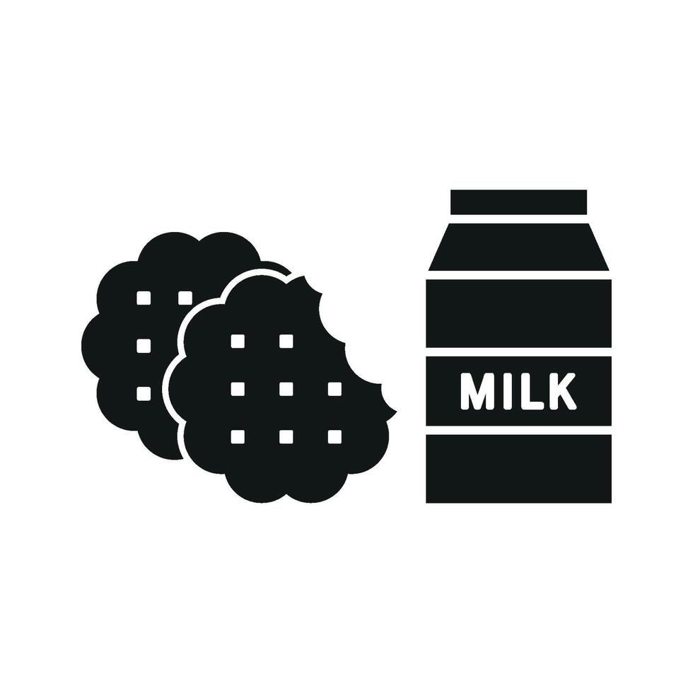 Milk and biscuit set icon with a sweet and indulgent look, perfect for dessert-focused themes or menus vector