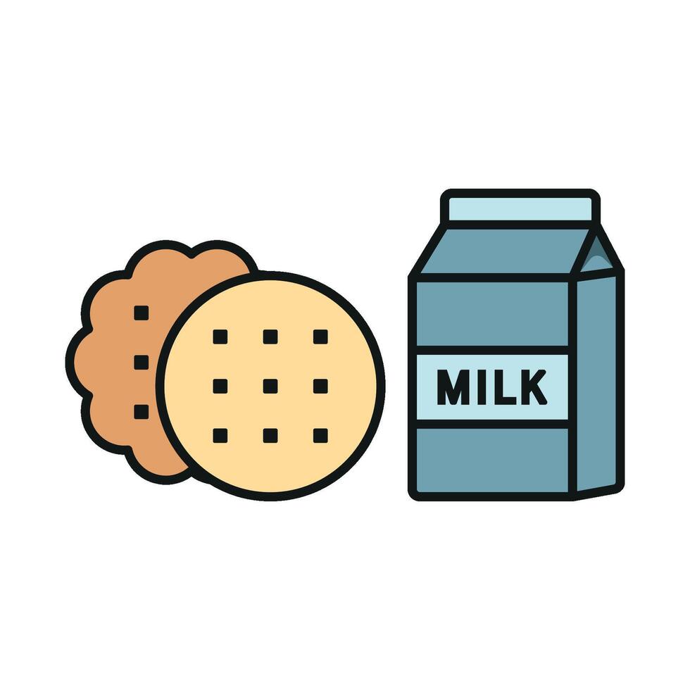 Milk and biscuit set icon showcasing fresh, vibrant visuals, great for health-focused cafes or breakfast promotions vector