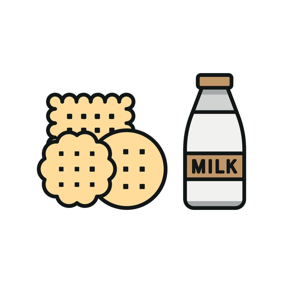Milk and biscuit set icon with bold, dynamic colors, perfect for promoting lively events or snack bars vector