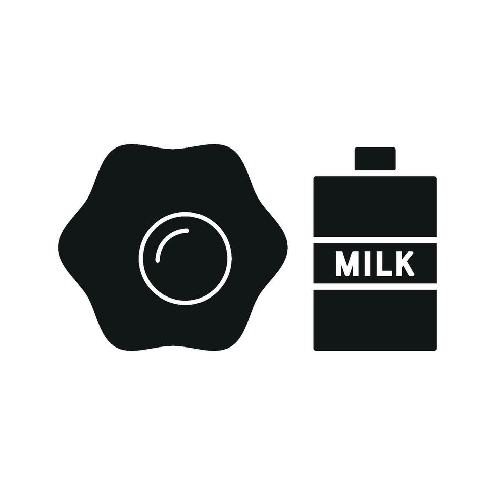 Milk and egg set icon featuring a timeless combination, ideal for traditional breakfast concepts or diner branding vector