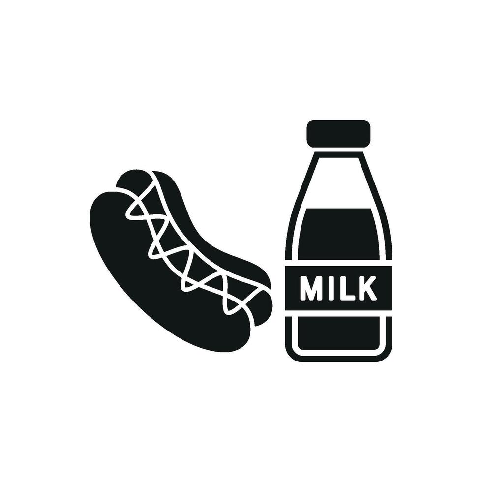 Milk and hot dog set icon showcasing a timeless snack combination, perfect for casual diners or food trucks vector