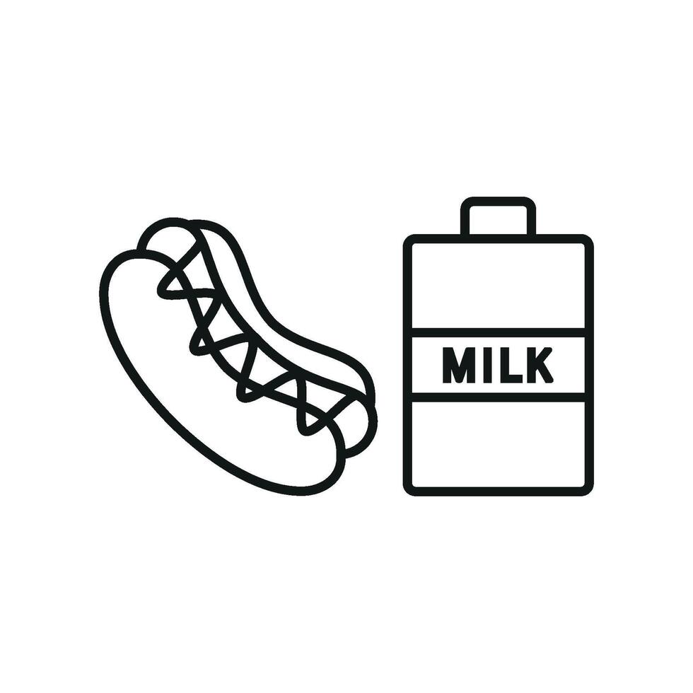 Milk and hot dog set icon with lively colors and dynamic elements, great for sports event branding or fast-food chains vector