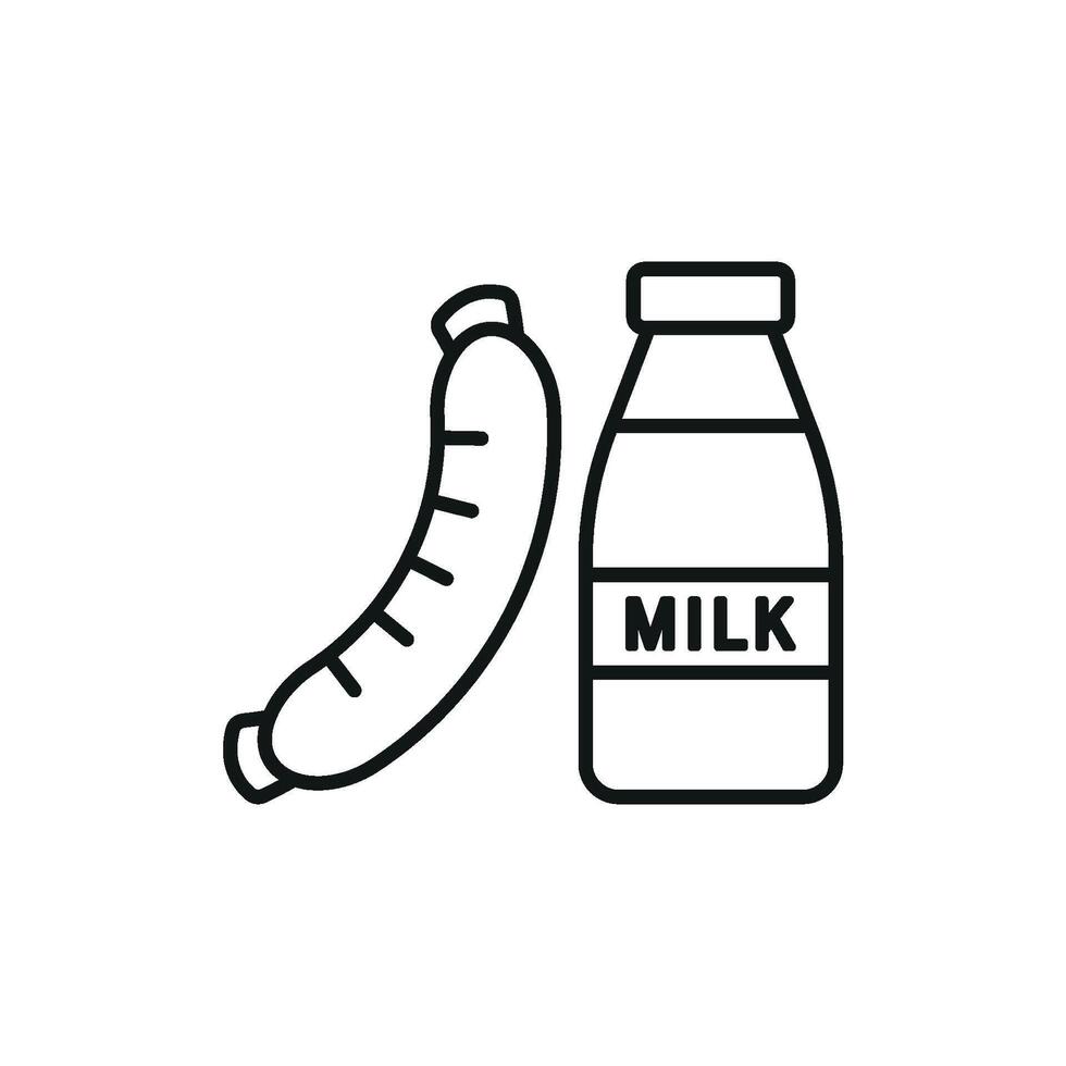 Milk and sausage set icon with vibrant tones and appealing visuals, great for breakfast cafes or snack promotions vector