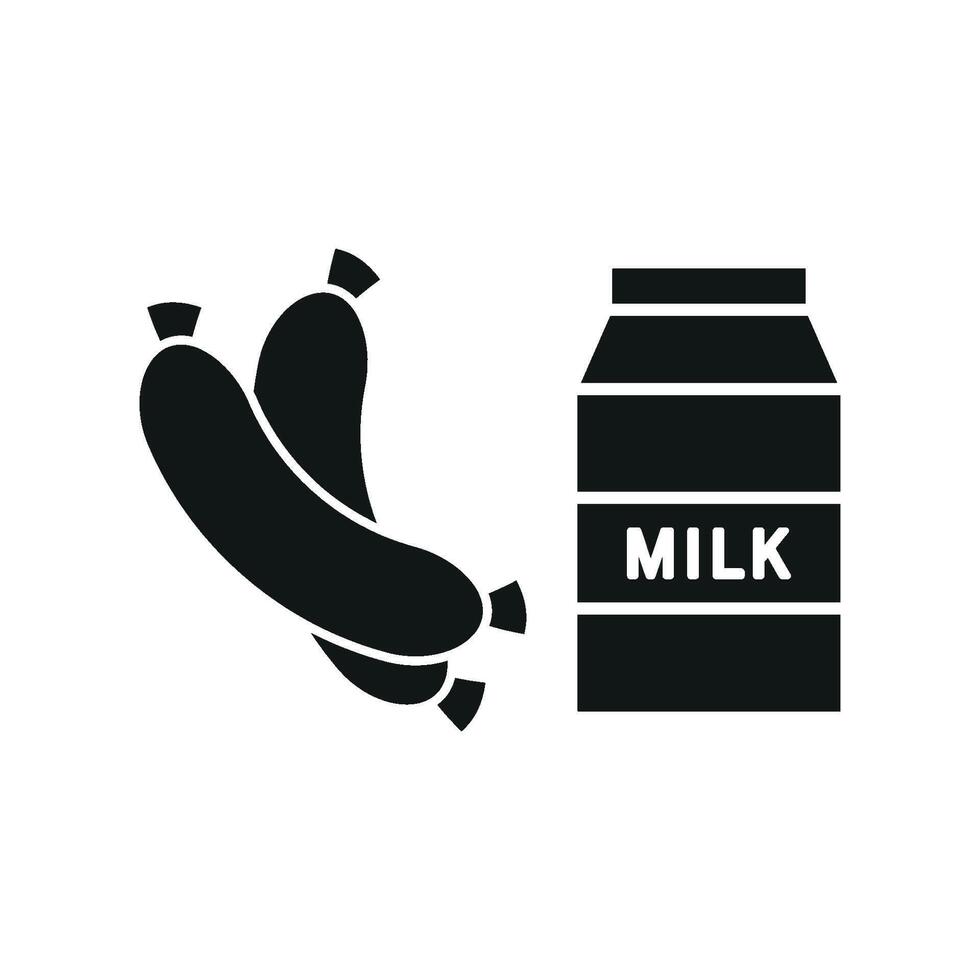 Milk and sausage set icon featuring bright, lively details, great for family-friendly eateries or casual snack bars vector