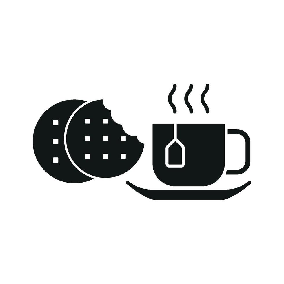Tea and biscuit set icon featuring lively colors and inviting visuals, ideal for casual tea spots or bakeries vector