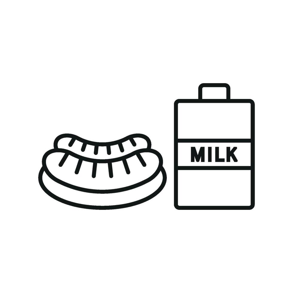 Milk and sausage set icon with a fun, energetic vibe, perfect for school menus or youth-oriented promotions vector