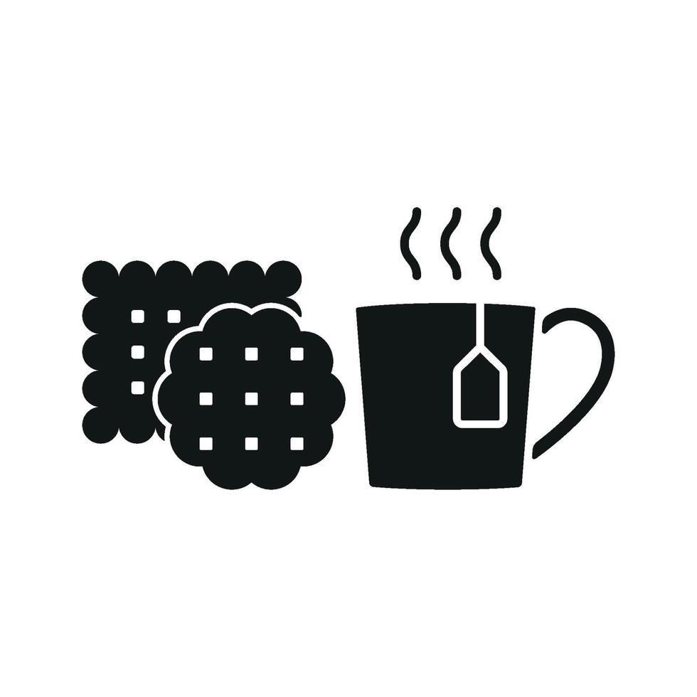 Tea and biscuit set icon capturing a cozy, rustic feel, perfect for country-style cafes or tea gardens vector