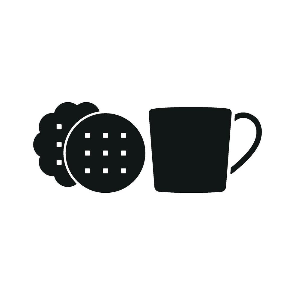 Tea and biscuit set icon with a focus on the comforting combination of flavors, perfect for dessert menus vector