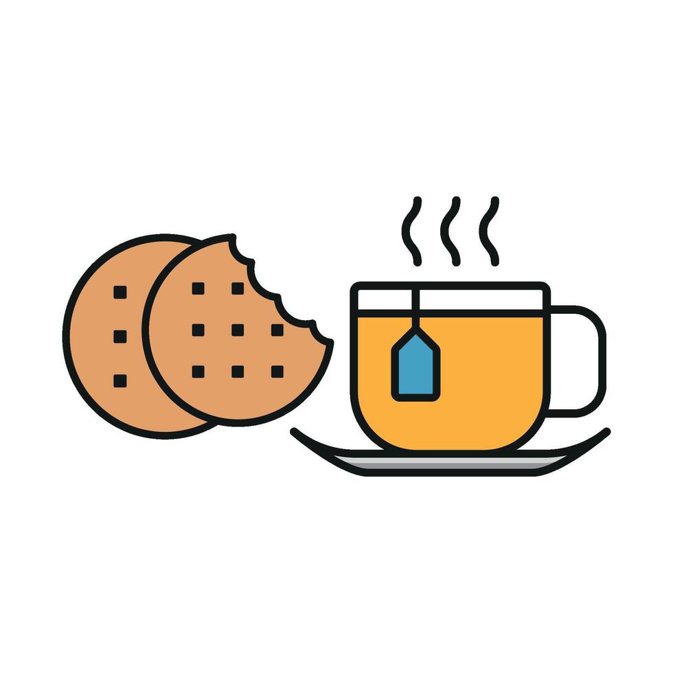 Tea and biscuit set icon evoking a warm, traditional pairing perfect for afternoon teas or cozy cafe vector