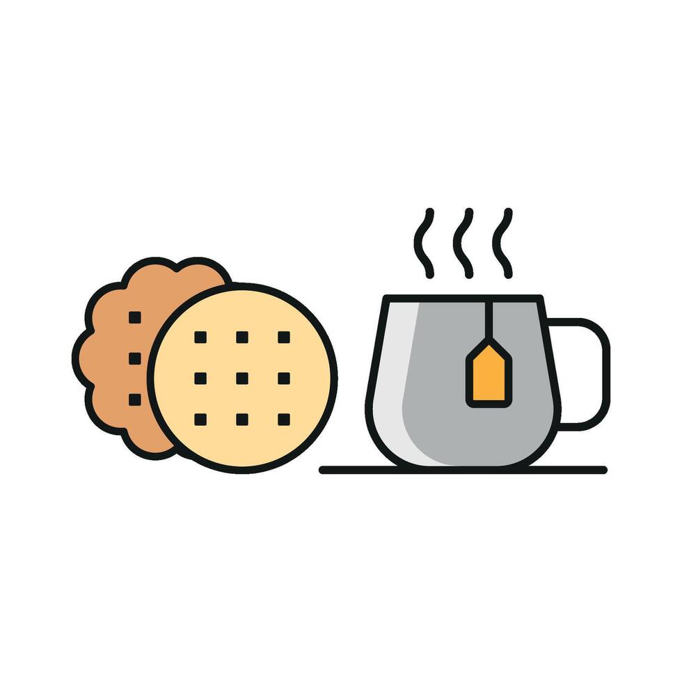 Tea and biscuit set icon designed for a premium experience, ideal for upscale tearooms or exclusive events vector