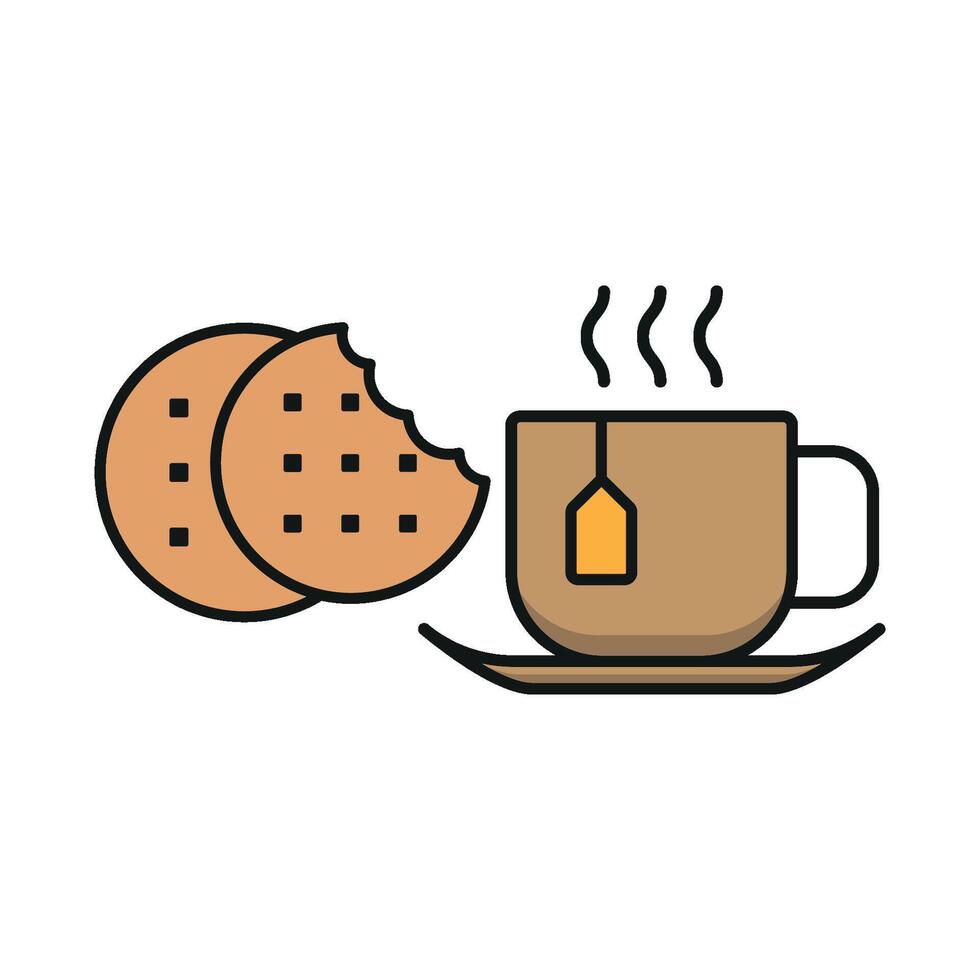 Tea and biscuit set icon suitable for a wide range of settings, from breakfast menus to afternoon delights vector