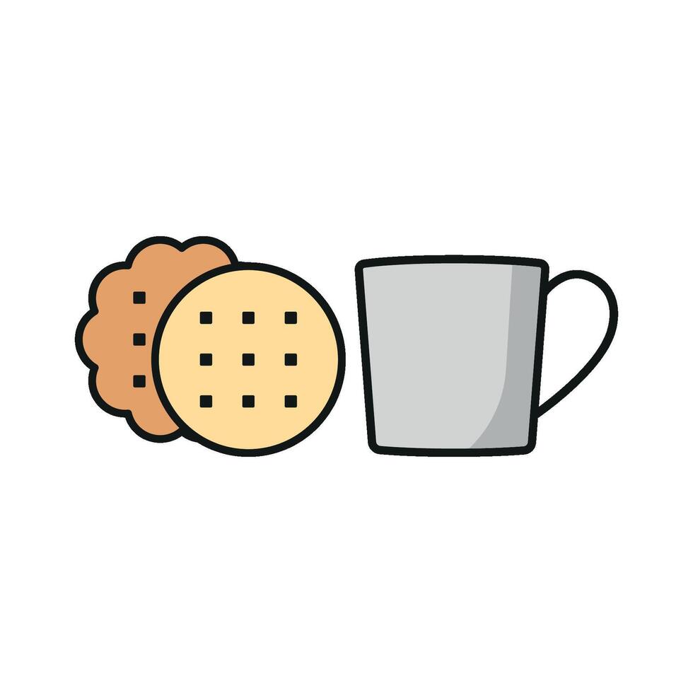 Tea and biscuit set icon with a straightforward, friendly design, ideal for casual tea spots or grab-and-go offerings vector