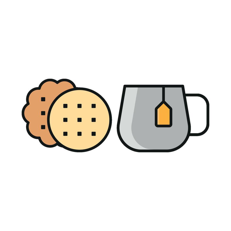 Tea and biscuit set icon offering a refined and balanced look, perfect for upscale afternoon tea services vector