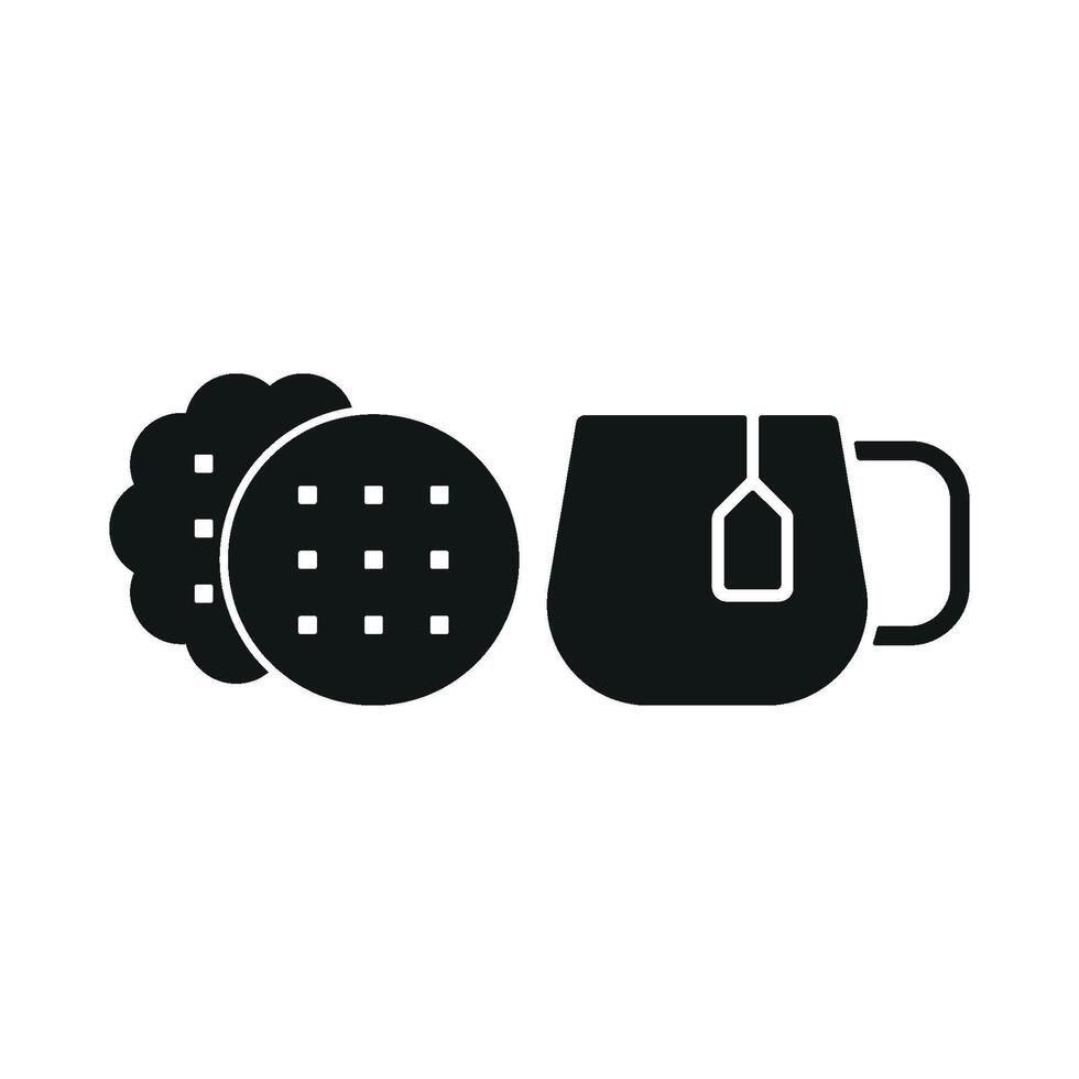 Tea and biscuit set icon emphasizing a wholesome, inviting experience, perfect for bakery or brunch menus vector