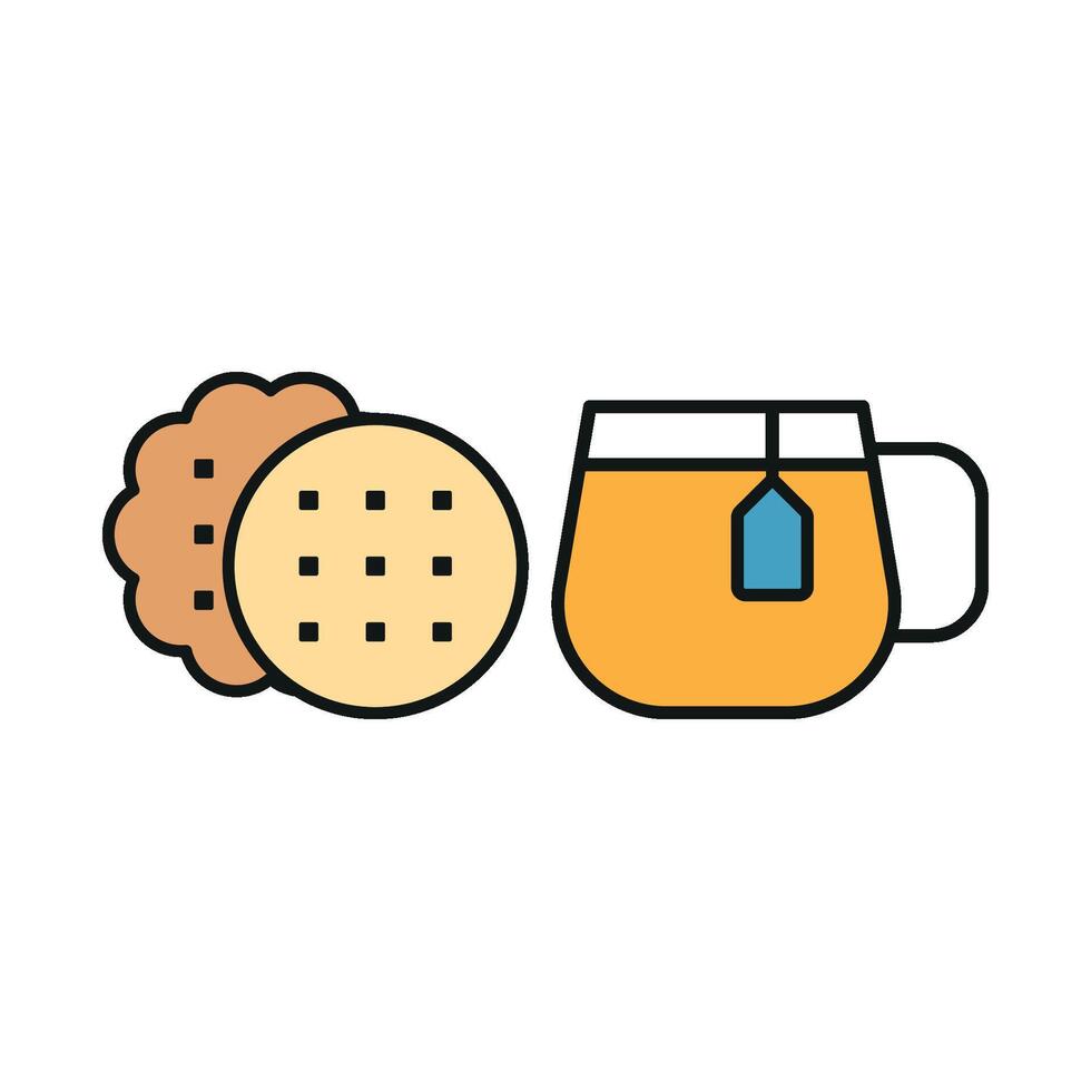 Tea and biscuit set icon with a distinctive design, ideal for creative food concepts or specialty tea shops vector